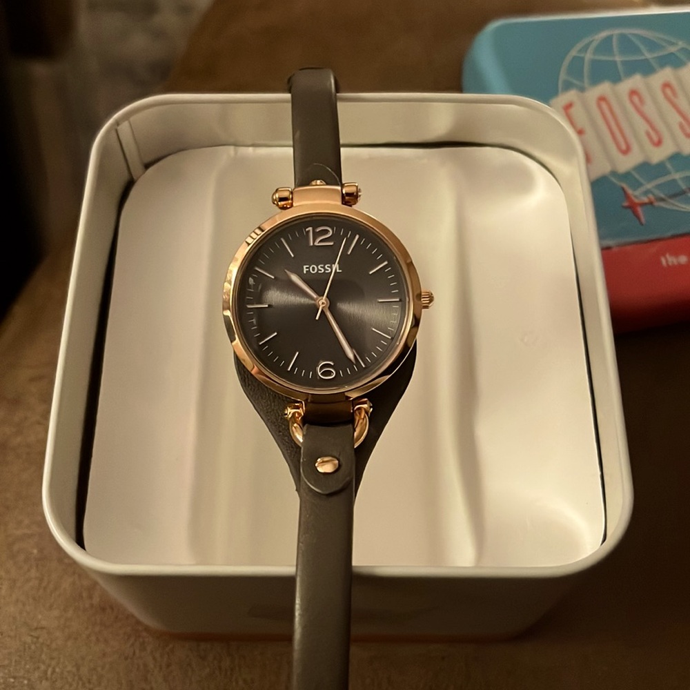Gray leather women’s watch